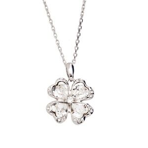 Crystal Four Leaf Clover Pendant Necklace with Heart Swarovski Crystals …
